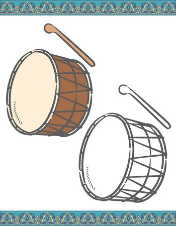 Arabic traditional instrument Davul. Vector illustration.のイラスト素材