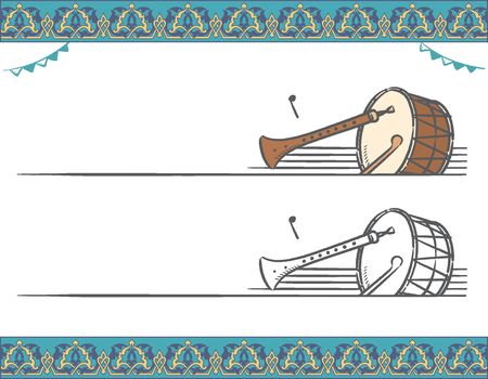 Music themed vector labels with Arabic instruments.のイラスト素材
