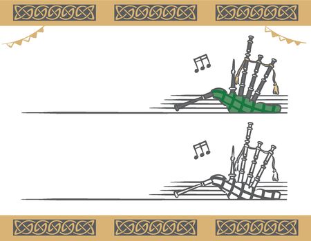 Music themed vector labels with Highland bagpipes.のイラスト素材