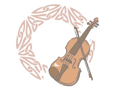 Music themed background with Celtic instruments. Vector illustration.のイラスト素材