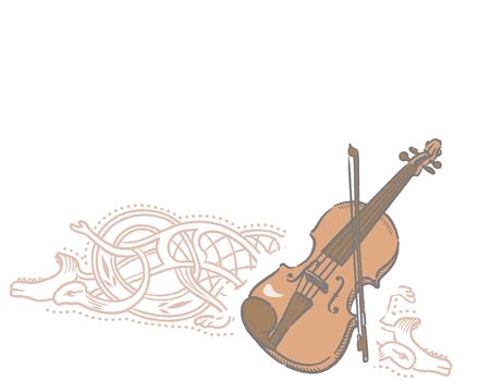 Music themed background with Celtic instruments. Vector illustration.のイラスト素材