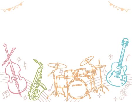 Background with musical instruments. Vector illustration.のイラスト素材