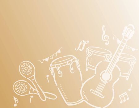 Festival themed background with instruments. Vector illustration.のイラスト素材