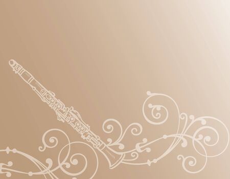 Music themed background with clarinet. Vector illustration.のイラスト素材