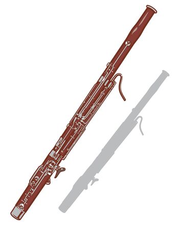 Bassoon and it's silhouette.  Vector illustration.のイラスト素材
