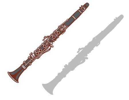 Clarinet and it's silhouette set. Vector illustration.	のイラスト素材