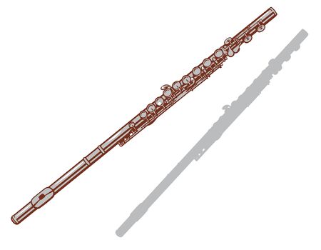 Flute and it's silhouette. Vector illustration.のイラスト素材