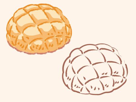 Japanese sweet bun, â€œMelon Panâ€. Vector illustration.
