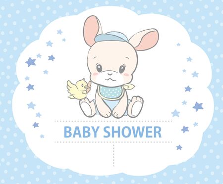 Cute baby rabbit. Vector illustration for Baby shower card or other use.のイラスト素材