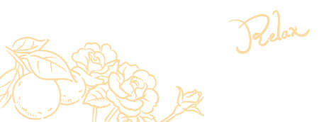 Banner with essential oil plants. Rose and orange.  Vector illustration.のイラスト素材