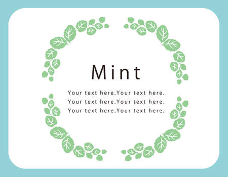 Wreath frame with mint leaves . Vector illustration.のイラスト素材