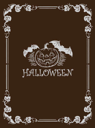 Halloween themed decorative frame in vintage style. Vector illustration.のイラスト素材