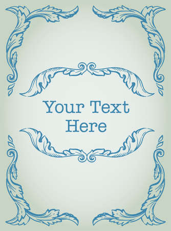 Decorative vintage frame and elements in antique rococo style. Vector illustration.のイラスト素材