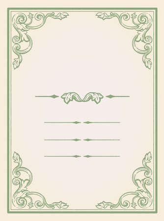 Decorative vintage frame and elements in antique rococo style. Vector illustration.のイラスト素材