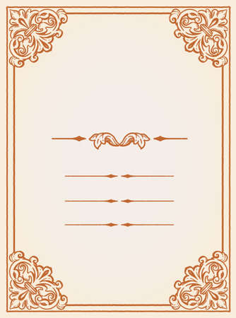 Decorative vintage frame and elements in antique gothic style. Vector illustration.のイラスト素材