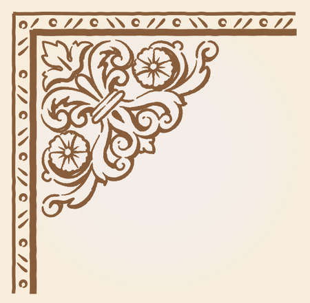 Decorative vintage frame corner in antique gothic style. Vector illustration.のイラスト素材