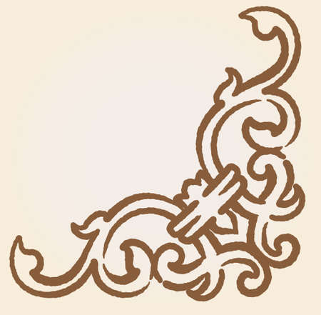 Decorative vintage frame corner in antique gothic style. Vector illustration.のイラスト素材