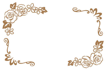 Decorative vintage frame with flowers in antique style. Vector illustration.のイラスト素材