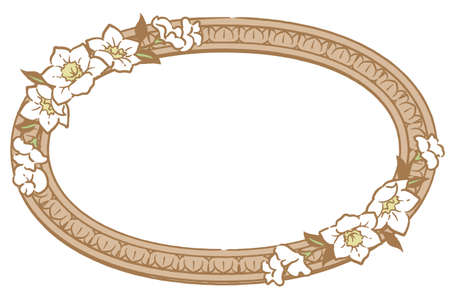 Decorative vintage frame with flowers in antique style. Vector illustration.のイラスト素材