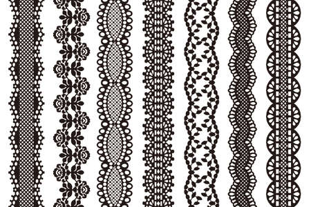 Set of seamless lace ribbon borders. Vector illustration.のイラスト素材