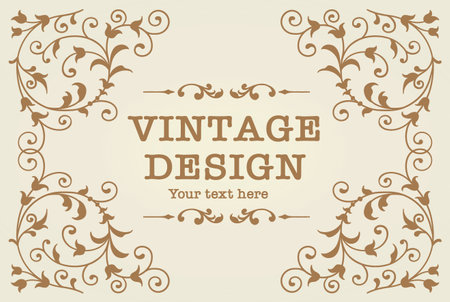 Decorative vintage design template in antique style. Vector illustration.のイラスト素材