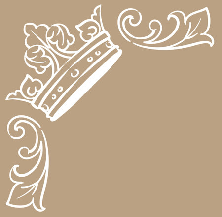 Vintage frame corner with king crown. Vector illustration.のイラスト素材