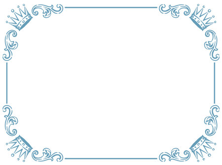 Vintage frame with king crowns. Vector illustration.のイラスト素材