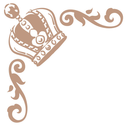 Vintage frame corner with king crown. Vector illustration.のイラスト素材
