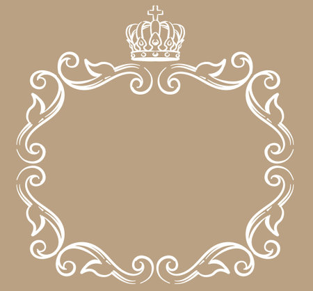 Vintage frame with king crown. Vector illustration.のイラスト素材