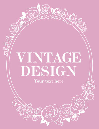 Decorative frame with elegant flowers in vintage style. Vector illustration.のイラスト素材