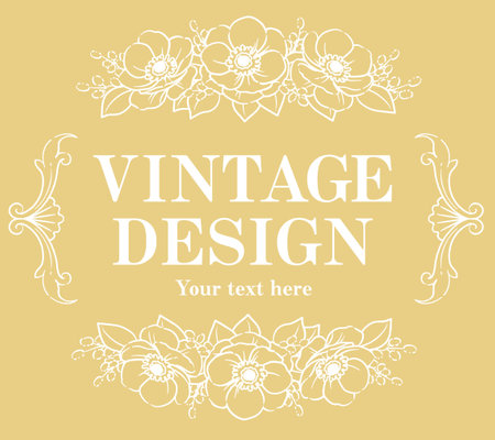 Decorative frame with elegant flowers in vintage style. Vector illustration.のイラスト素材