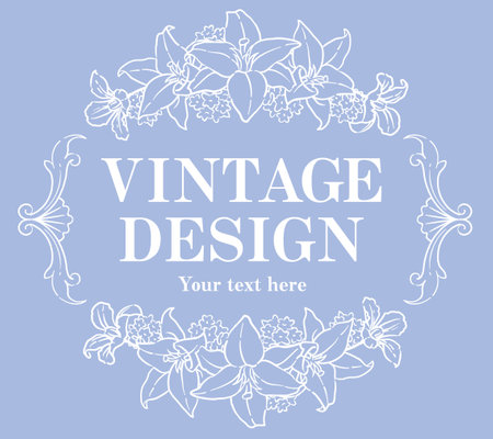 Decorative frame with elegant flowers in vintage style. Vector illustration.のイラスト素材