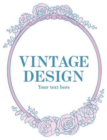 Decorative frame with elegant flowers in vintage style. Vector illustration.のイラスト素材
