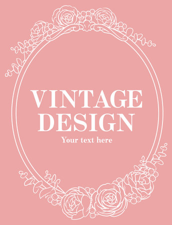 Decorative frame with elegant flowers in vintage style. Vector illustration.のイラスト素材