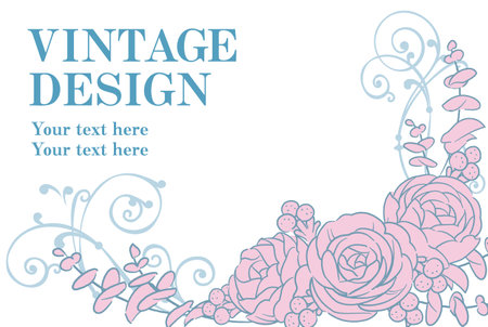 Decorative frame with elegant flowers in vintage style. Vector illustration.のイラスト素材