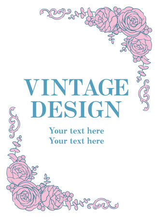 Decorative frame with elegant flowers in vintage style. Vector illustration.のイラスト素材