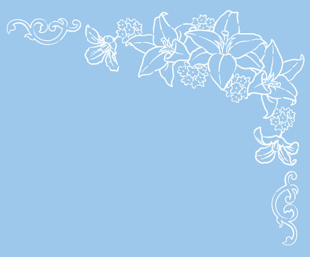 Decorative frame corner with elegant flowers in vintage style. Vector illustration.のイラスト素材