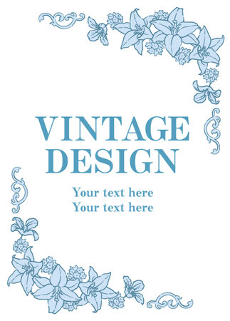 Decorative frame with elegant flowers in vintage style. Vector illustration.のイラスト素材
