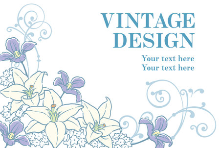 Decorative frame with elegant flowers in vintage style. Vector illustration.のイラスト素材