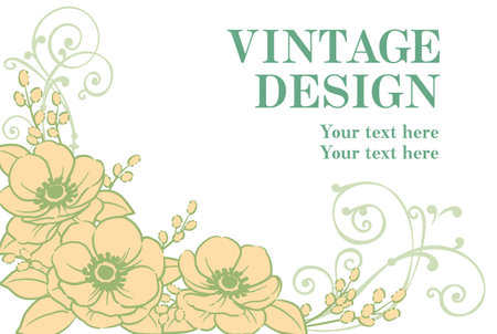 Decorative frame with elegant flowers in vintage style. Vector illustration.のイラスト素材
