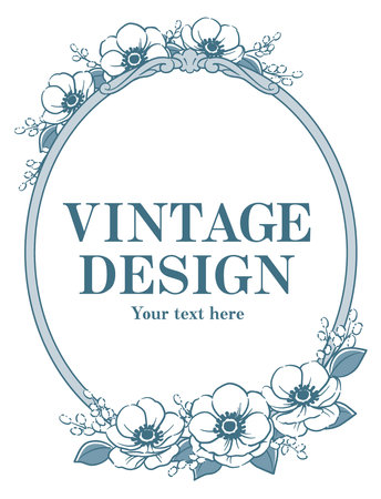Decorative frame with elegant flowers in vintage style. Vector illustration.のイラスト素材