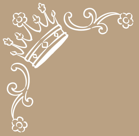 Vintage frame corner with king crown. Vector illustration.のイラスト素材