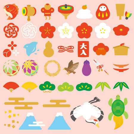 Japanese New Year decoration iconのイラスト素材