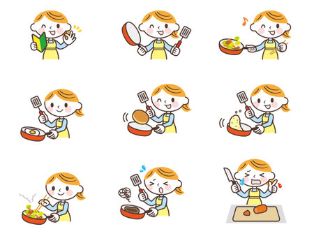 Woman cooking in a potのイラスト素材