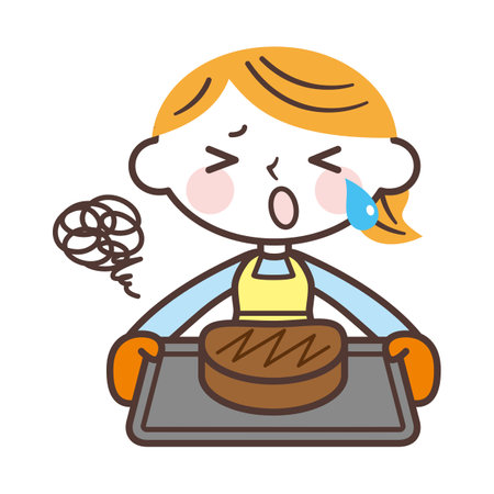 A woman who failed to make a cakeのイラスト素材