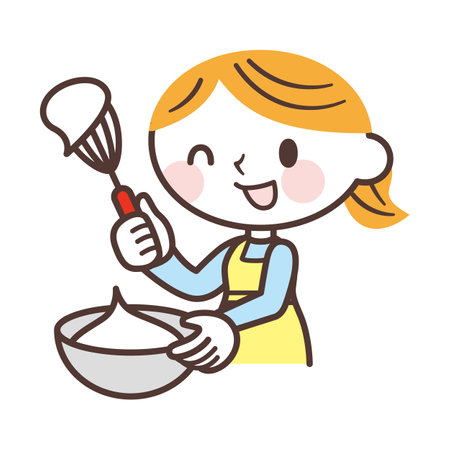 Woman whipping creamのイラスト素材