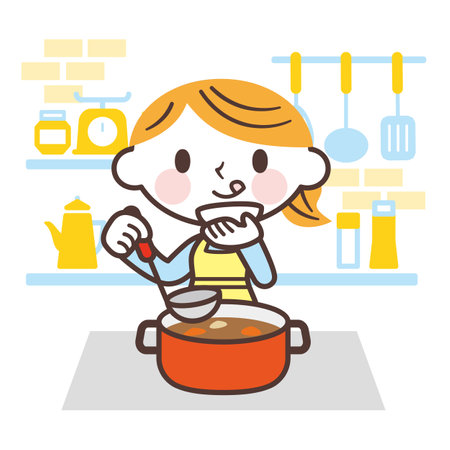 Woman tasting foodのイラスト素材