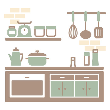 Natural color kitchen vector illustrationのイラスト素材