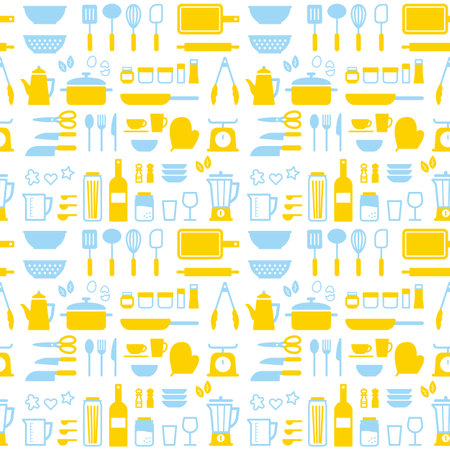 Kitchen tools seamless pattern vector artのイラスト素材
