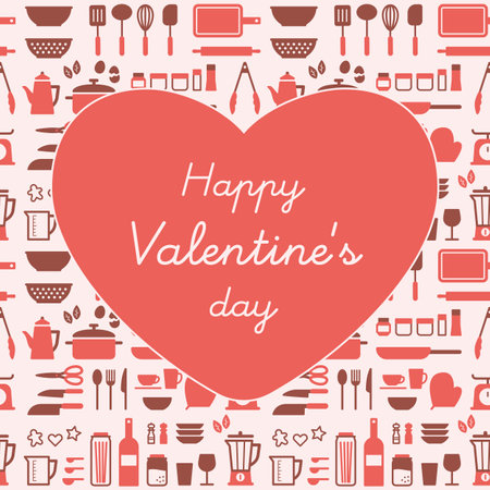 Heart and kitchen tool backgroundのイラスト素材